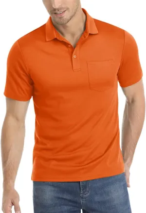 Men's Summer Quick Dry Polos T-Shirts Breathable Sport Hiking Tee Shirts Casual Golf Tennis Tops with Pocket