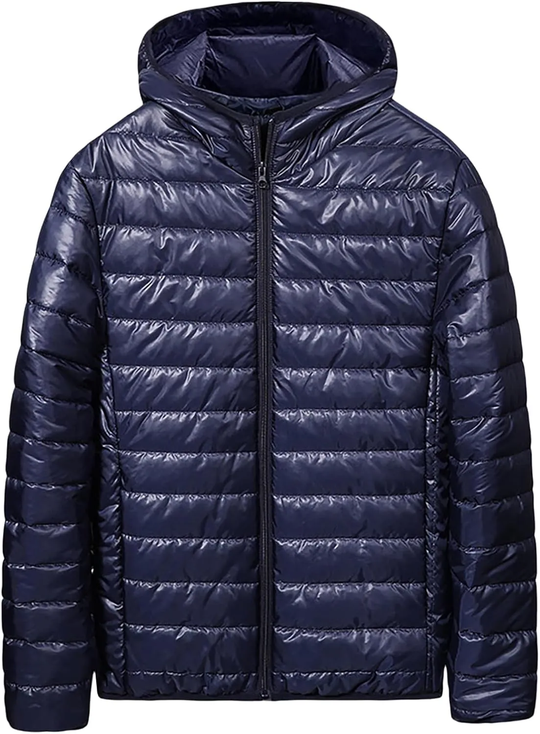 Mens Ultralight Highly Compressible Puffer Jacket Hooded Insulated Down Filled Bubble Quilted Packable Outerwear