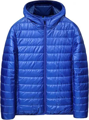 Mens Ultralight Highly Compressible Puffer Jacket Hooded Insulated Down Filled Bubble Quilted Packable Outerwear