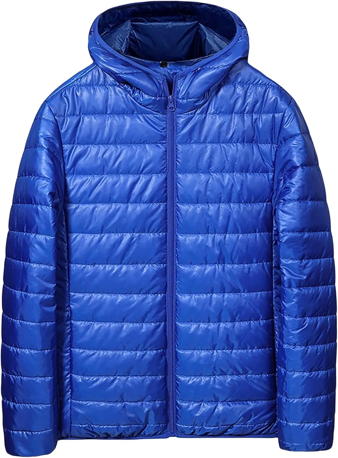 Mens Ultralight Highly Compressible Puffer Jacket Hooded Insulated Down Filled Bubble Quilted Packable Outerwear