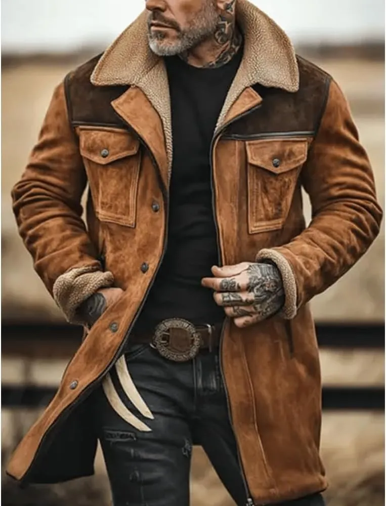Men'S Vintage Western Suede Jacket Outdoor Coat Vintage Jacket