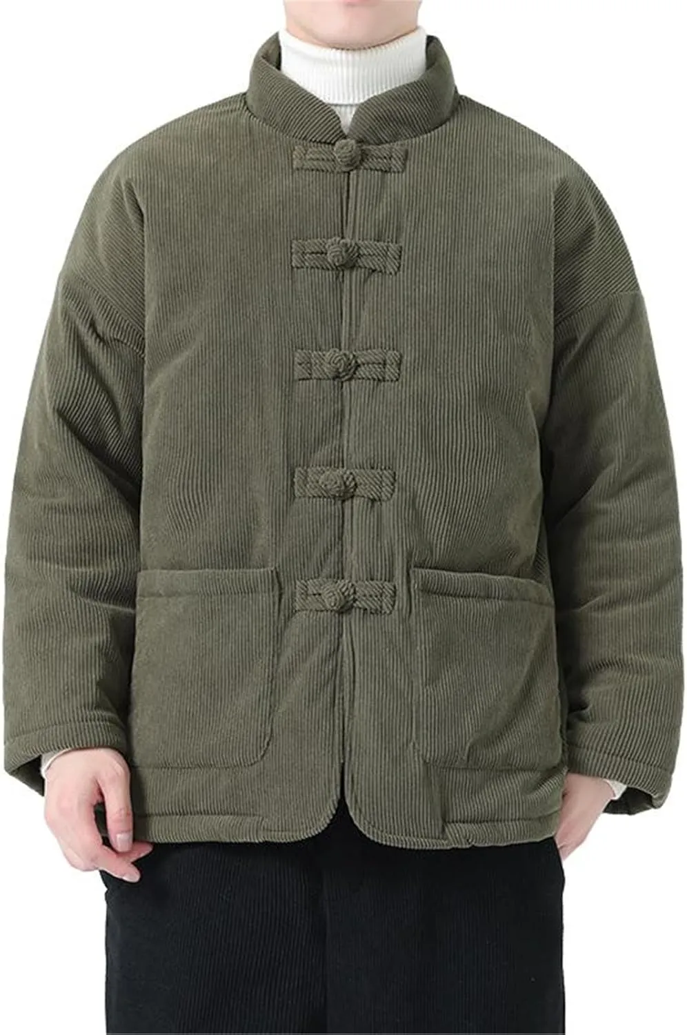 Men's Winter Corduroy Cotton Padded Coat - Chinese Style Button-Up Cotton Padded Jacket
