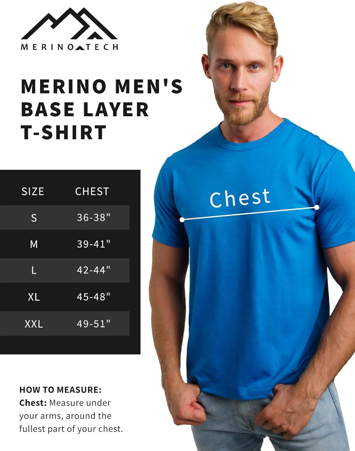 Merino.tech Merino Wool T-Shirt Mens - Merino Wool Undershirt Thermal Shirt Men and Hiking Socks