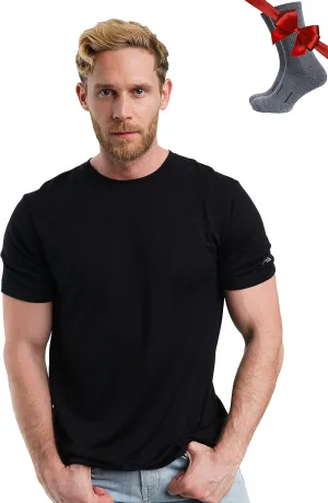 Merino.tech Merino Wool T-Shirt Mens - Merino Wool Undershirt Thermal Shirt Men and Hiking Socks