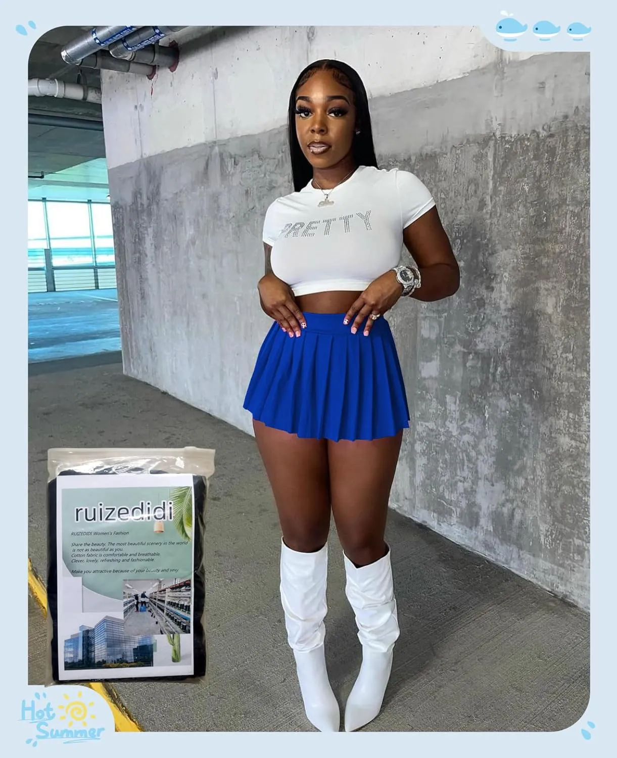 Mini Pleated Skirts for Women Sexy Cute Girl Y2k Short Cargo Skirt Women's Club Tennis Skort Skater A line with Slit