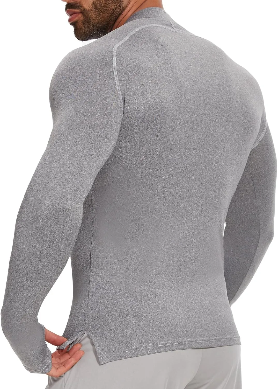 MISS MOLY Mens Long Sleeve Compression Shirt Workout Gym T-Shirt 1/4 Zip Up Dry Top Athletic Base Layer Sport Undershirt