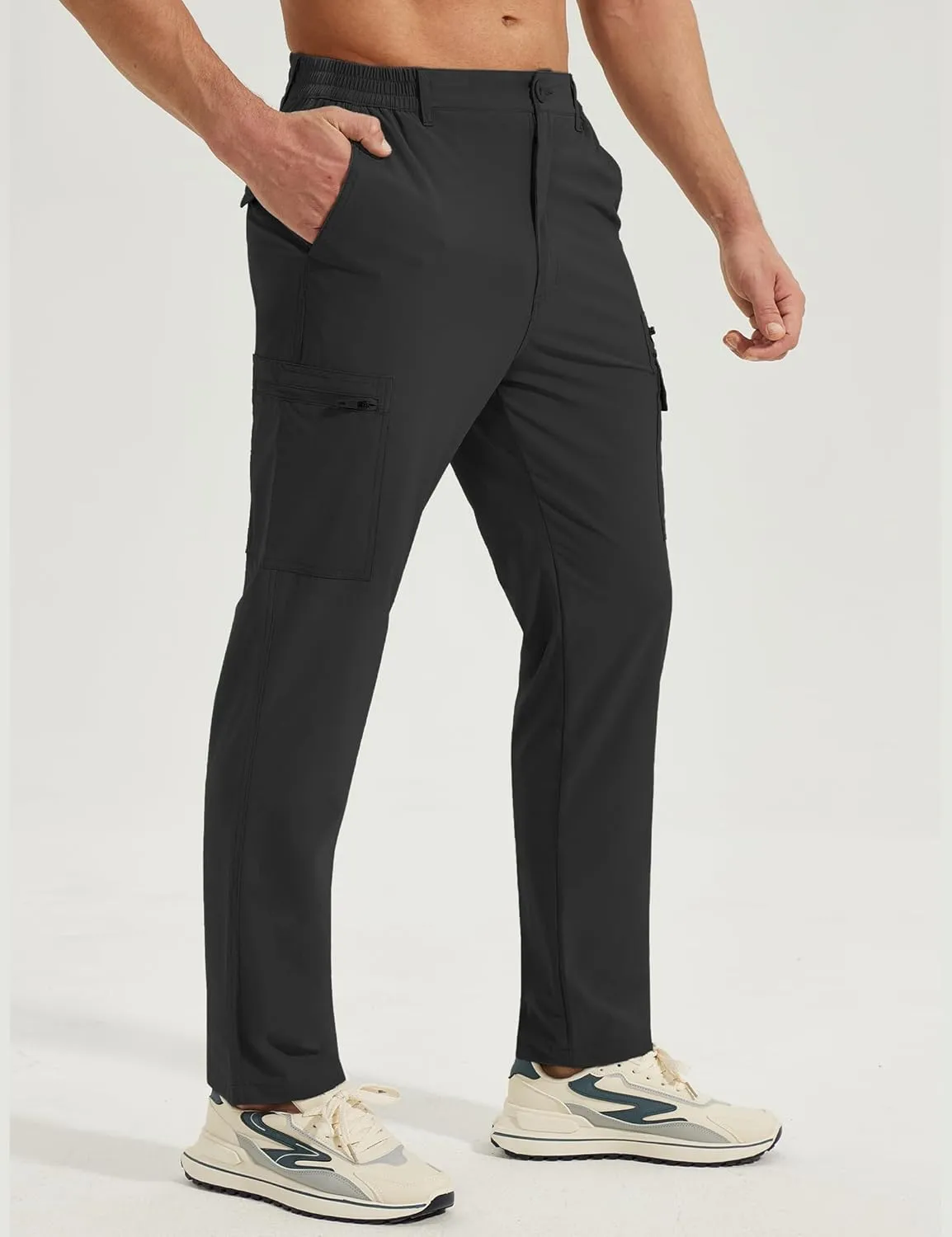 MOURCE Mens Hiking Pants Lightweight - Quick Dry Water Resistant Travel Pants with 7 Pockets for Camping Fishing Outdoor