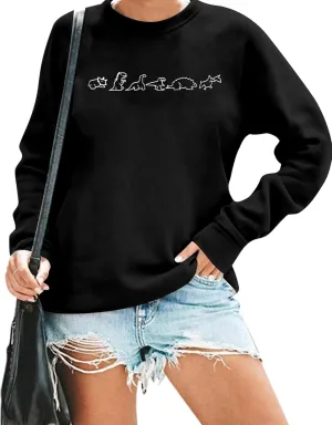 MOUSYA Dinosaur Sweatshirt Women Dinosaur Evolution Sweatshirt Jurassic Animal Shirt Mama Graphic Print Long Sleeve Shirt
