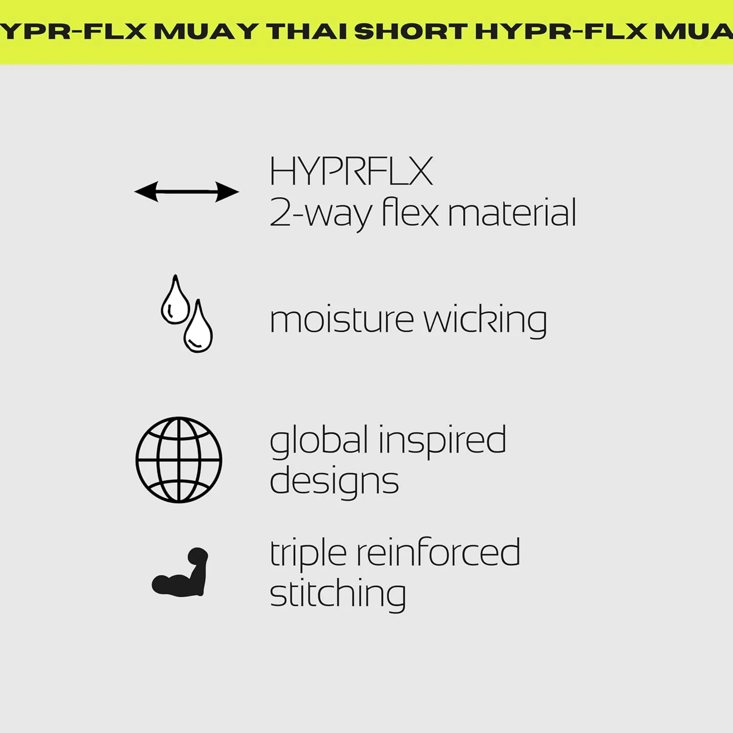 Muay Thai Shorts - Hypr FLX Muay Thai Shorts for Men and Women-Breathable and Lightweight Shorts for Fighting