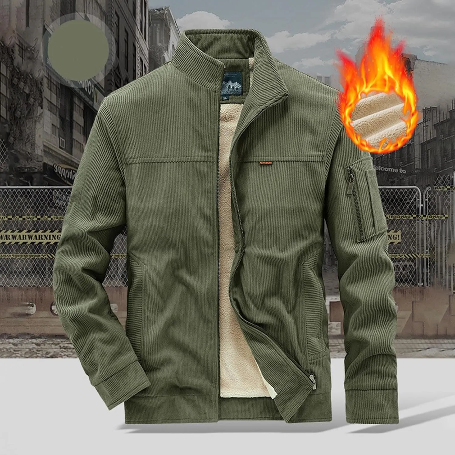 Muscularfit Men's Padded Puffer Jackets 2024 Solid Color With Zip Pockets Fashion Coats Winter Warm Windproof Zipper Jacket