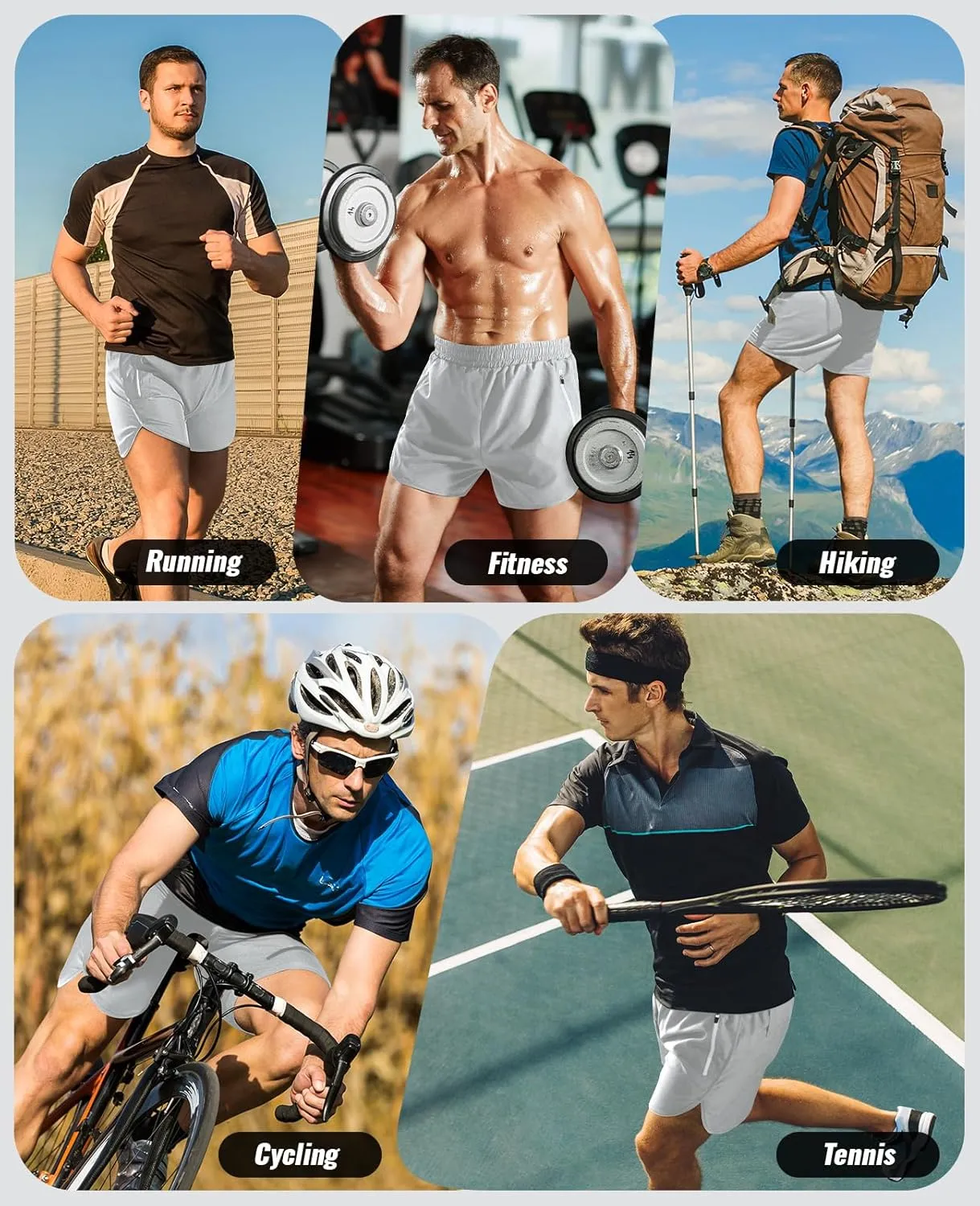 Niksa Mens Running Shorts 3" Workout Athletic Shorts with Zipper Pockets Lightweight Quick Dry Gym Shorts