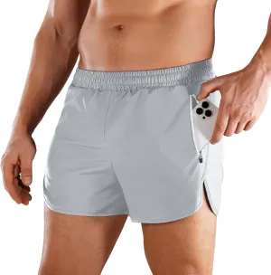 Niksa Mens Running Shorts 3" Workout Athletic Shorts with Zipper Pockets Lightweight Quick Dry Gym Shorts