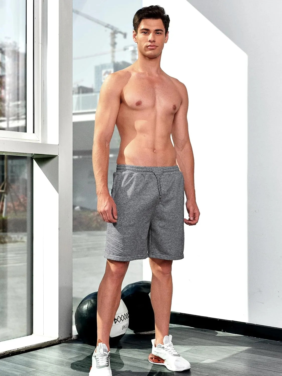 NORTHYARD Men's Athletic Running Shorts Cotton Casual Shorts with Zipper Pockets 7" Workout Gym Sweat Shorts