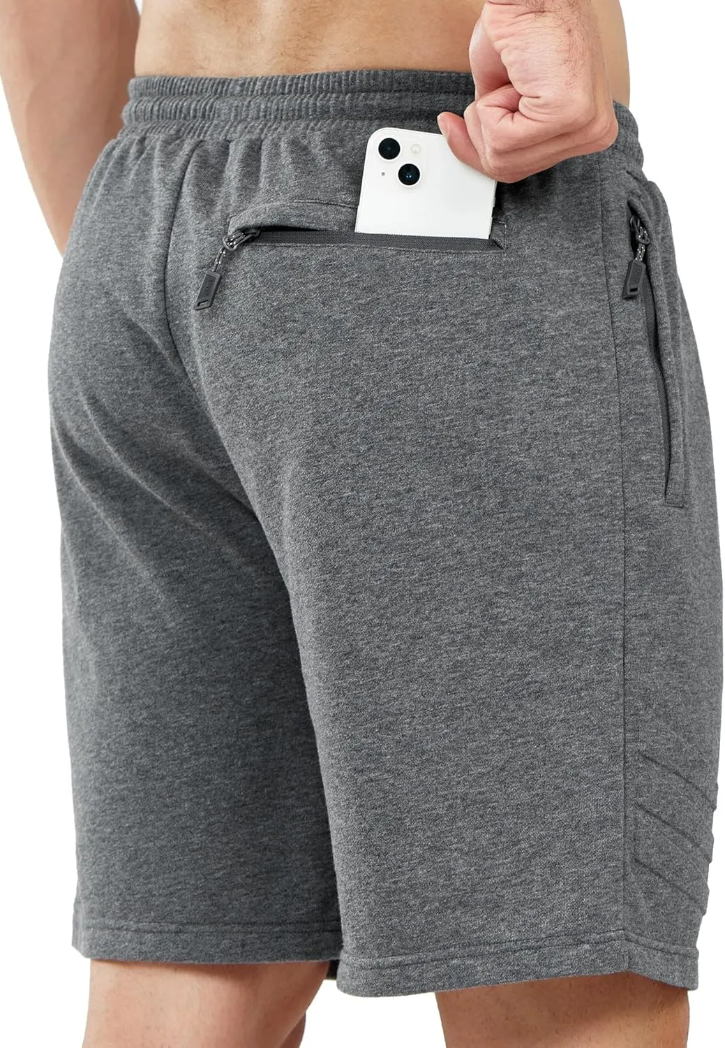 NORTHYARD Men's Athletic Running Shorts Cotton Casual Shorts with Zipper Pockets 7" Workout Gym Sweat Shorts