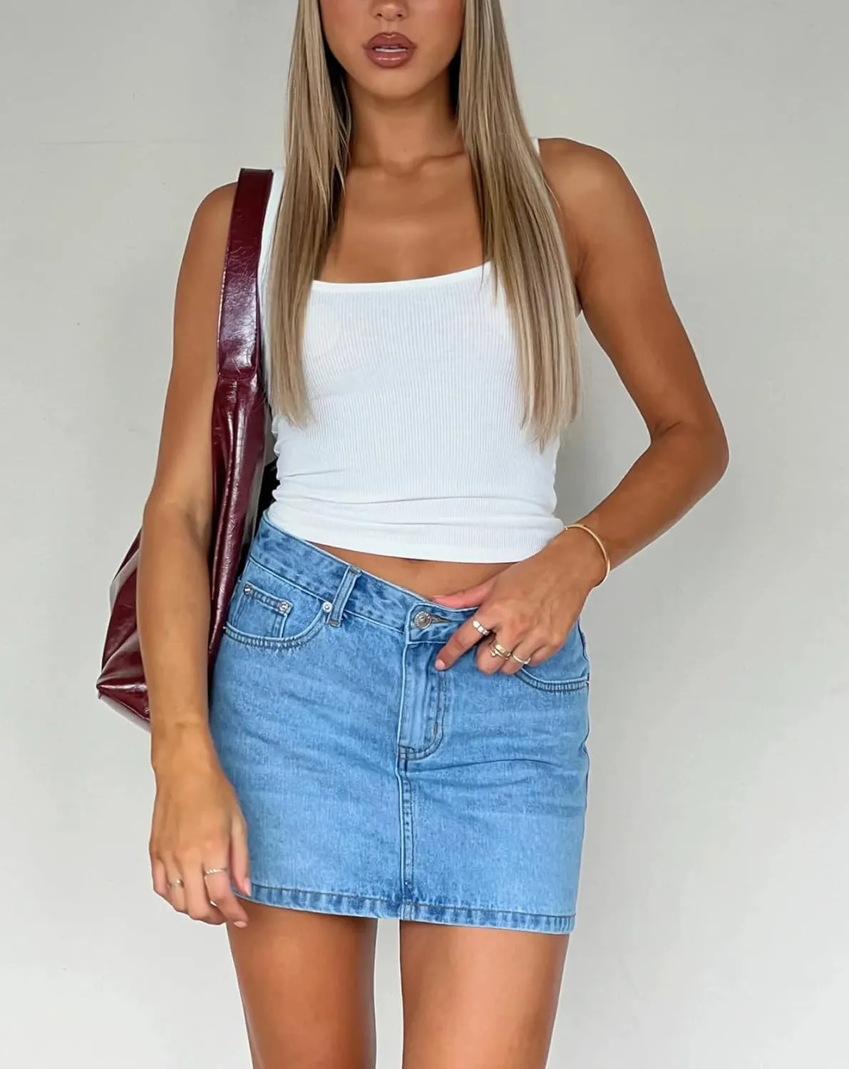 NUFIWI Women Retro Denim Skirt Low Rise Casual Mini Jean Skirts Low Waisted Button Front Short Cargo Skirt with Pockets