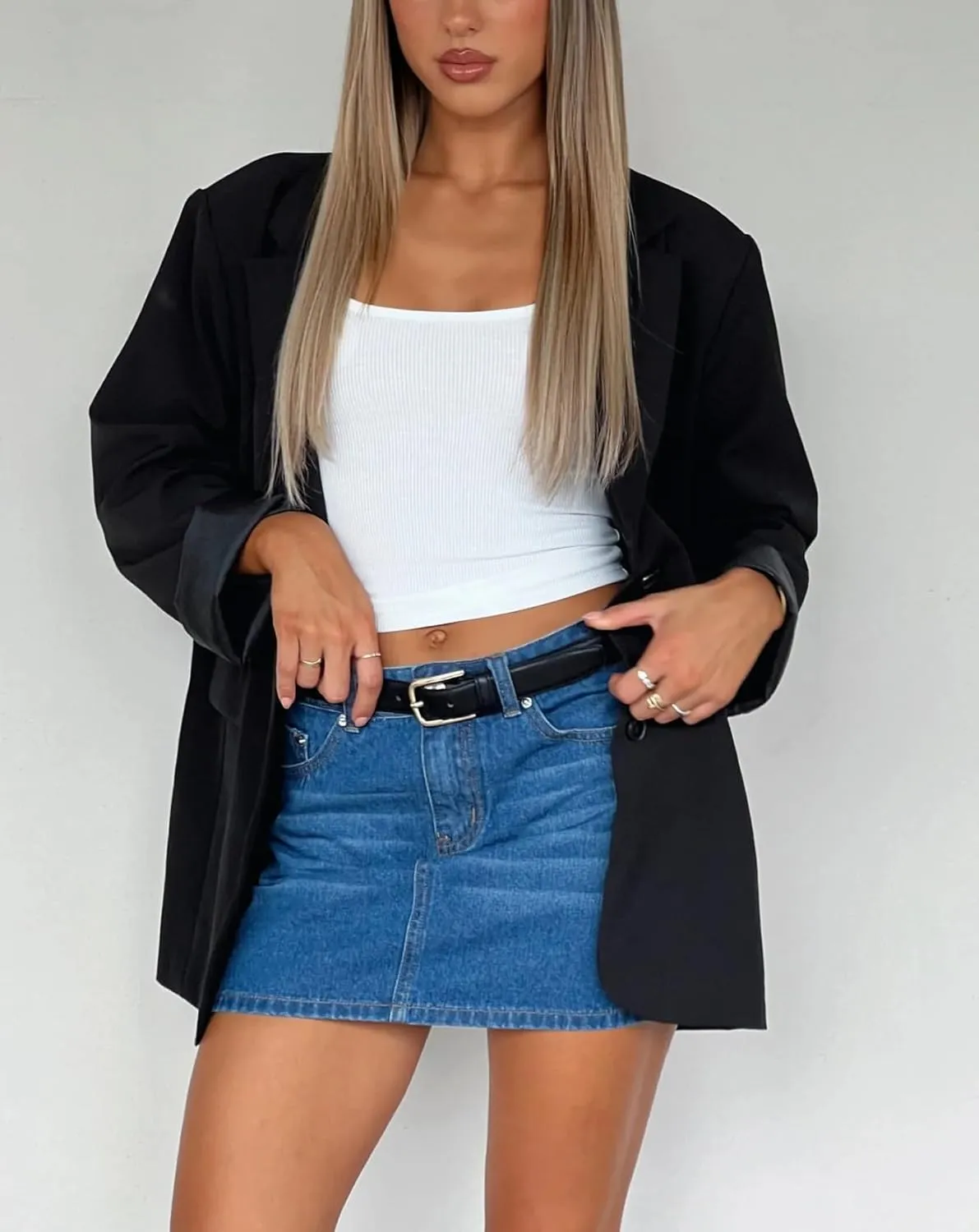 NUFIWI Women Retro Denim Skirt Low Rise Casual Mini Jean Skirts Low Waisted Button Front Short Cargo Skirt with Pockets