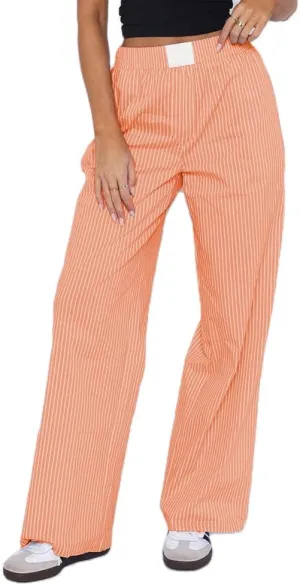 NUFIWI Women Y2k Lounge Pants High Waist Striped Printed Wide Leg Pants Summer Casual Going Out Pants with Pocket