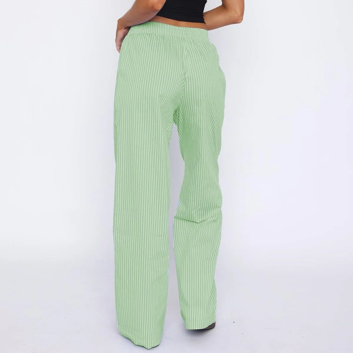 NUFIWI Women Y2k Lounge Pants High Waist Striped Printed Wide Leg Pants Summer Casual Going Out Pants with Pocket