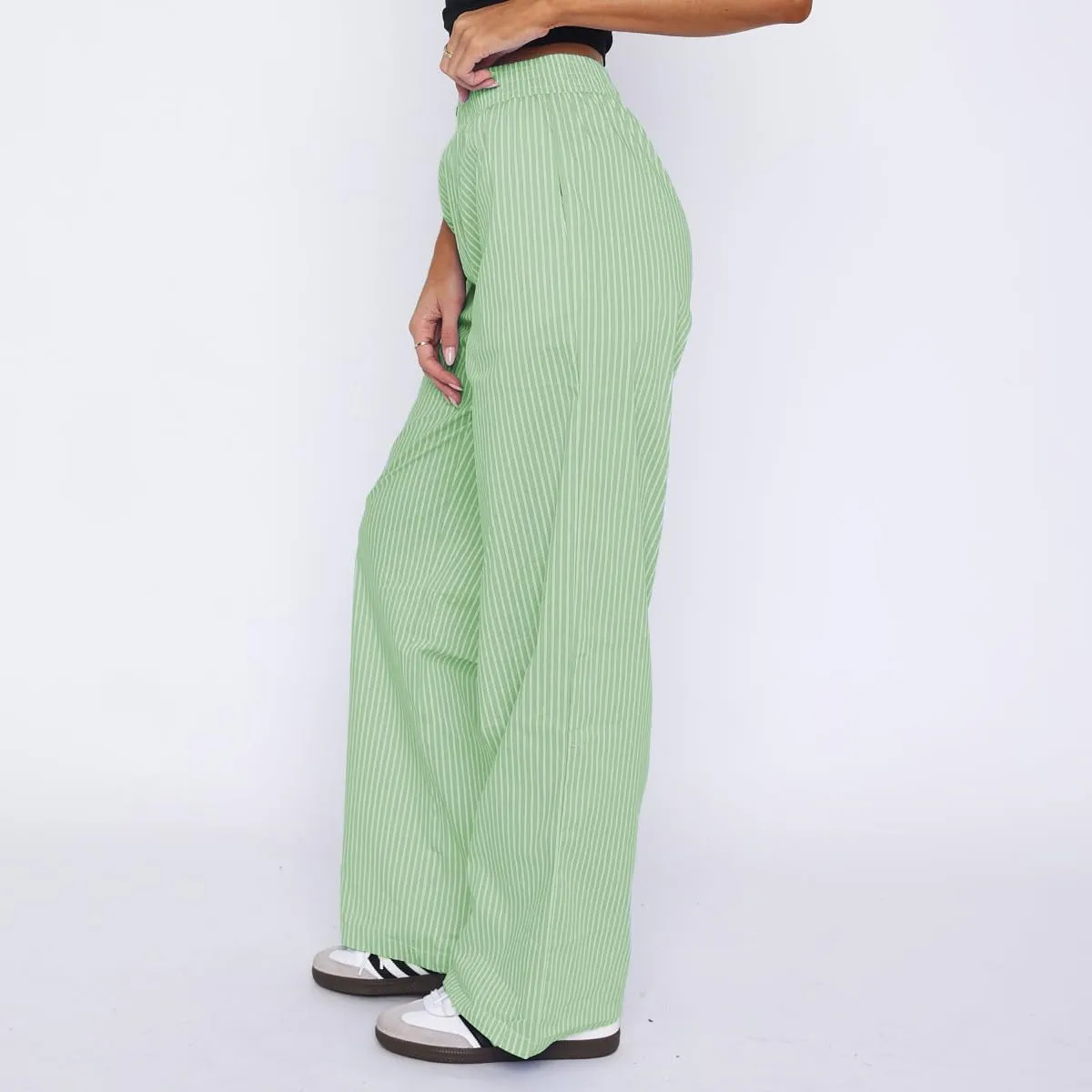 NUFIWI Women Y2k Lounge Pants High Waist Striped Printed Wide Leg Pants Summer Casual Going Out Pants with Pocket