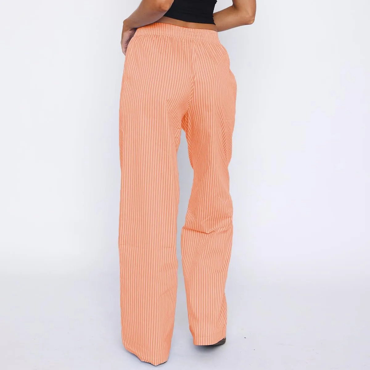 NUFIWI Women Y2k Lounge Pants High Waist Striped Printed Wide Leg Pants Summer Casual Going Out Pants with Pocket
