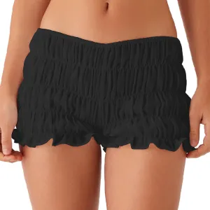 NUFIWI Women Y2k Ruched Mini Shorts Low Waist Ruffle Frill Bloomers Lounge Pajamas Shorts Smocked Micro Shorts Sleepwear