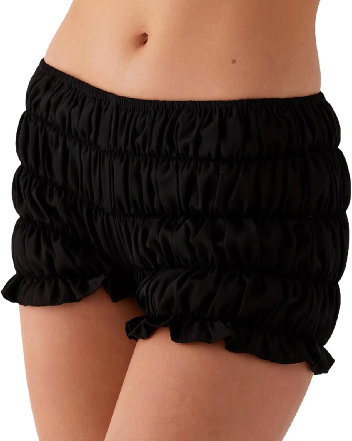 NUFIWI Women Y2k Ruched Mini Shorts Low Waist Ruffle Frill Bloomers Lounge Pajamas Shorts Smocked Micro Shorts Sleepwear
