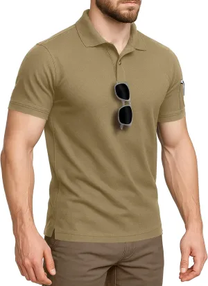 NY Threads Mens Polo Shirt Short Sleeves Quick Dry Performance Tactical Pique Jersey Golf Shirt