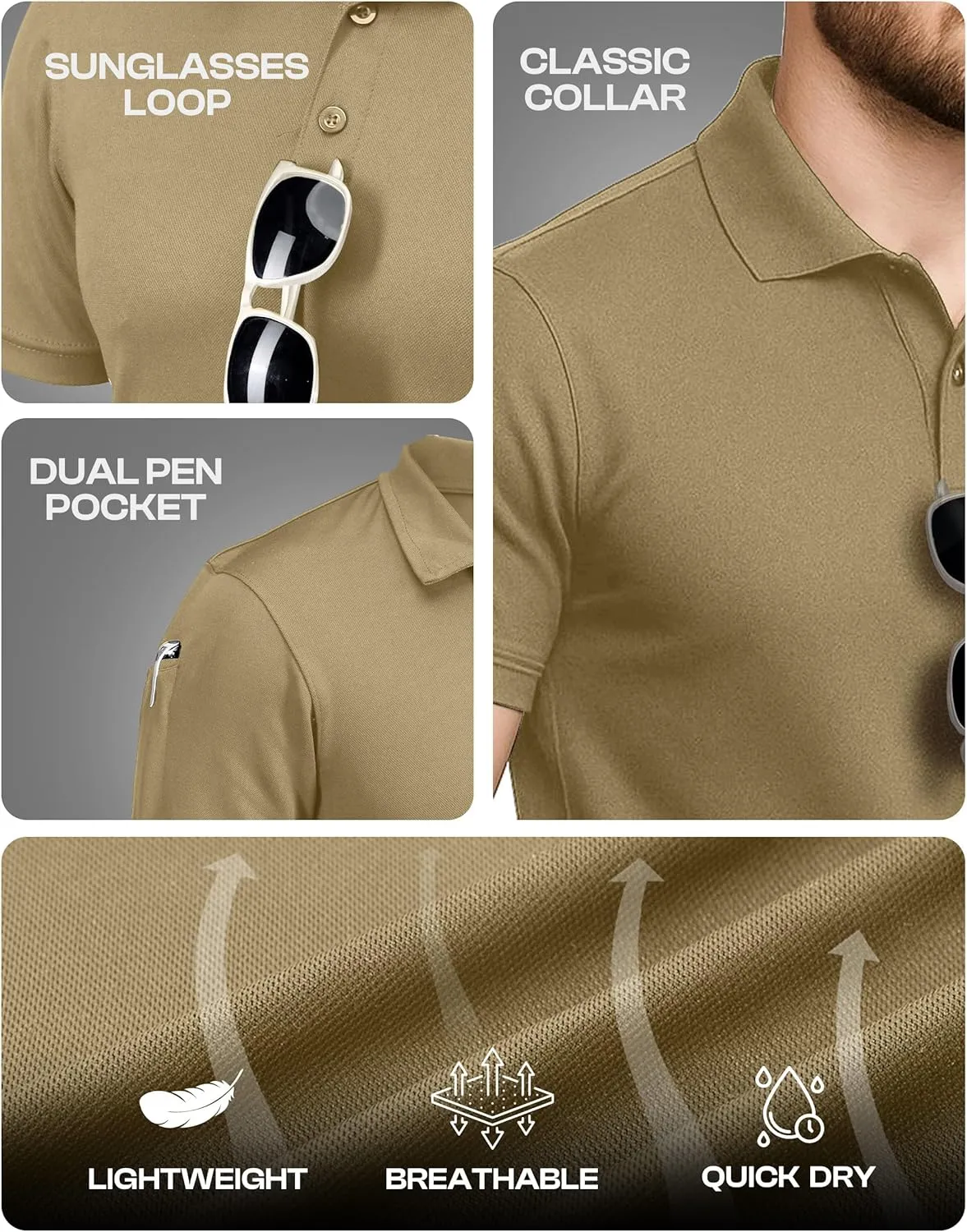 NY Threads Mens Polo Shirt Short Sleeves Quick Dry Performance Tactical Pique Jersey Golf Shirt