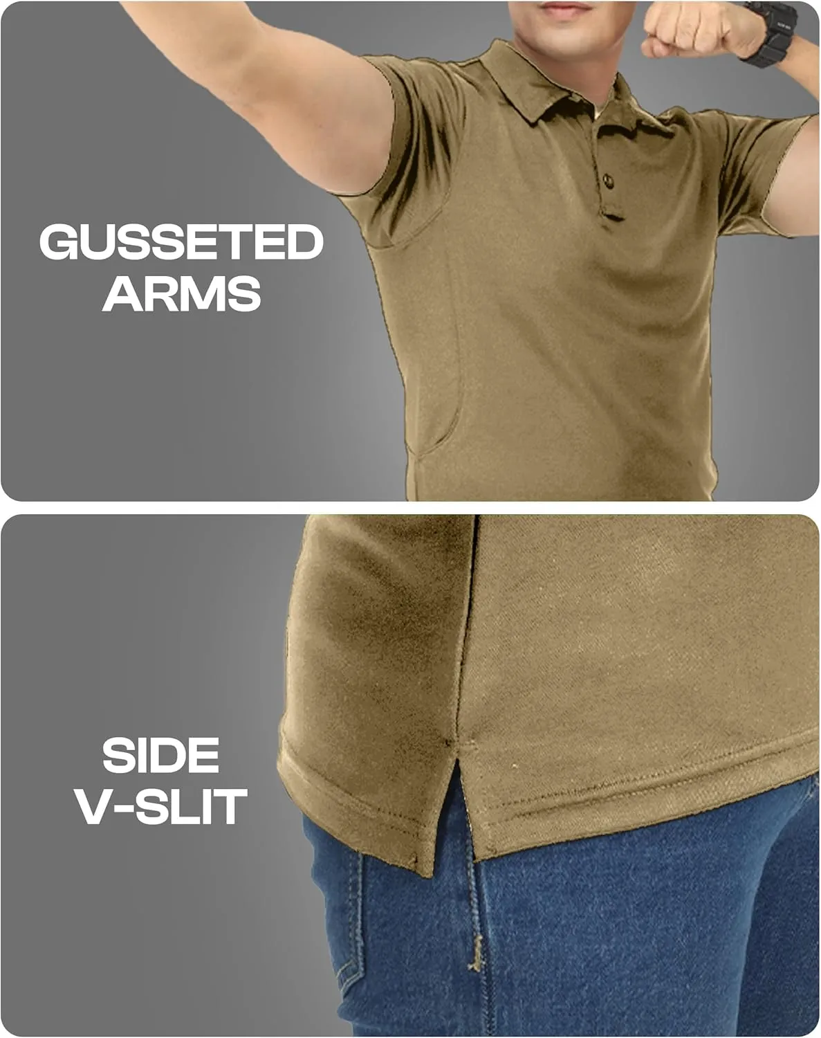 NY Threads Mens Polo Shirt Short Sleeves Quick Dry Performance Tactical Pique Jersey Golf Shirt