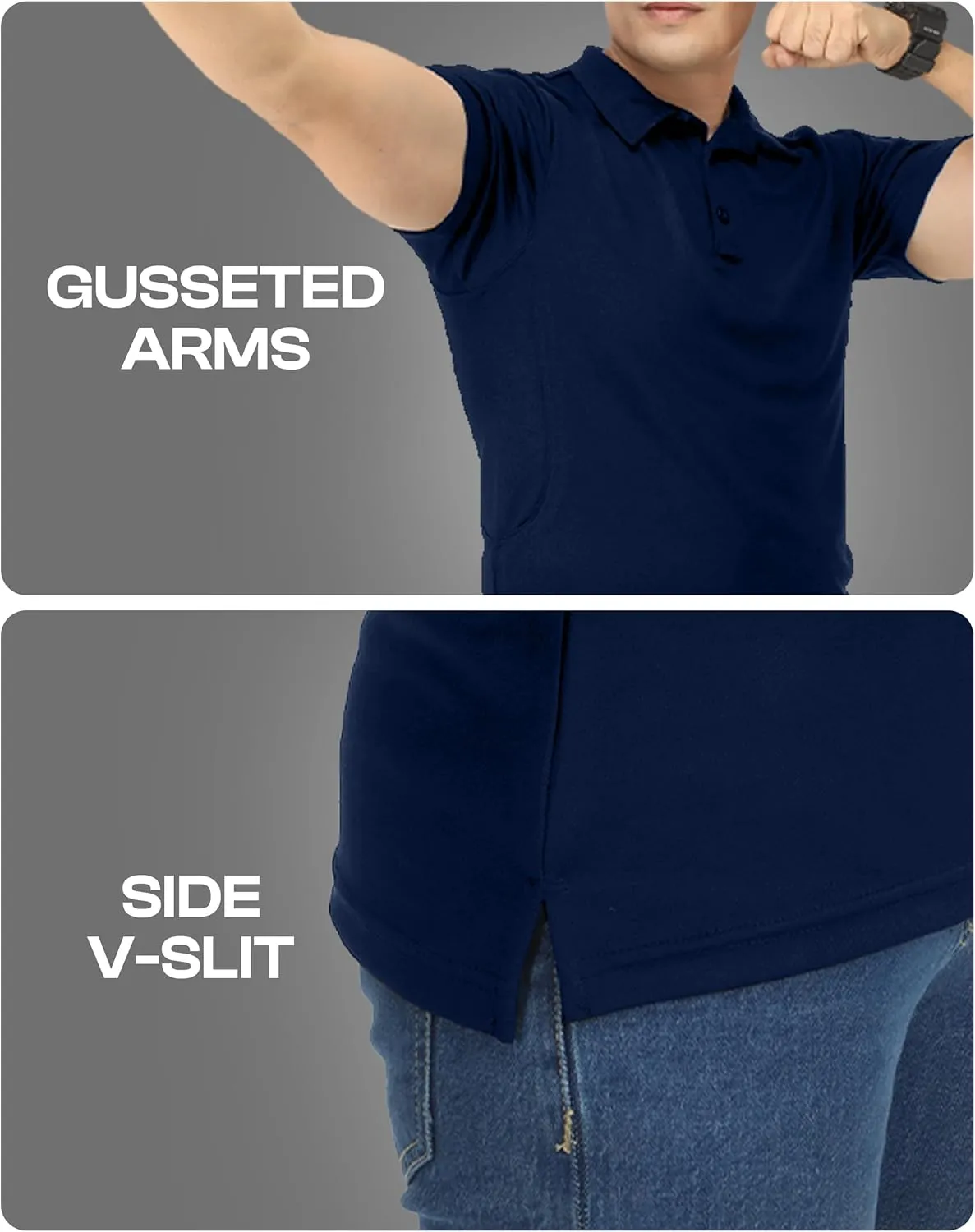 NY Threads Mens Polo Shirt Short Sleeves Quick Dry Performance Tactical Pique Jersey Golf Shirt