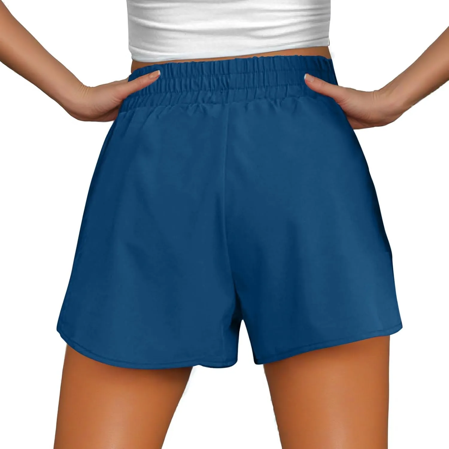 oiangi Running Shorts for Women High Waisted Quick Dry Athletic Shorts Lightweight Workout Biker Shorts with Zipper Pockets