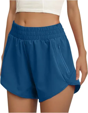 oiangi Running Shorts for Women High Waisted Quick Dry Athletic Shorts Lightweight Workout Biker Shorts with Zipper Pockets