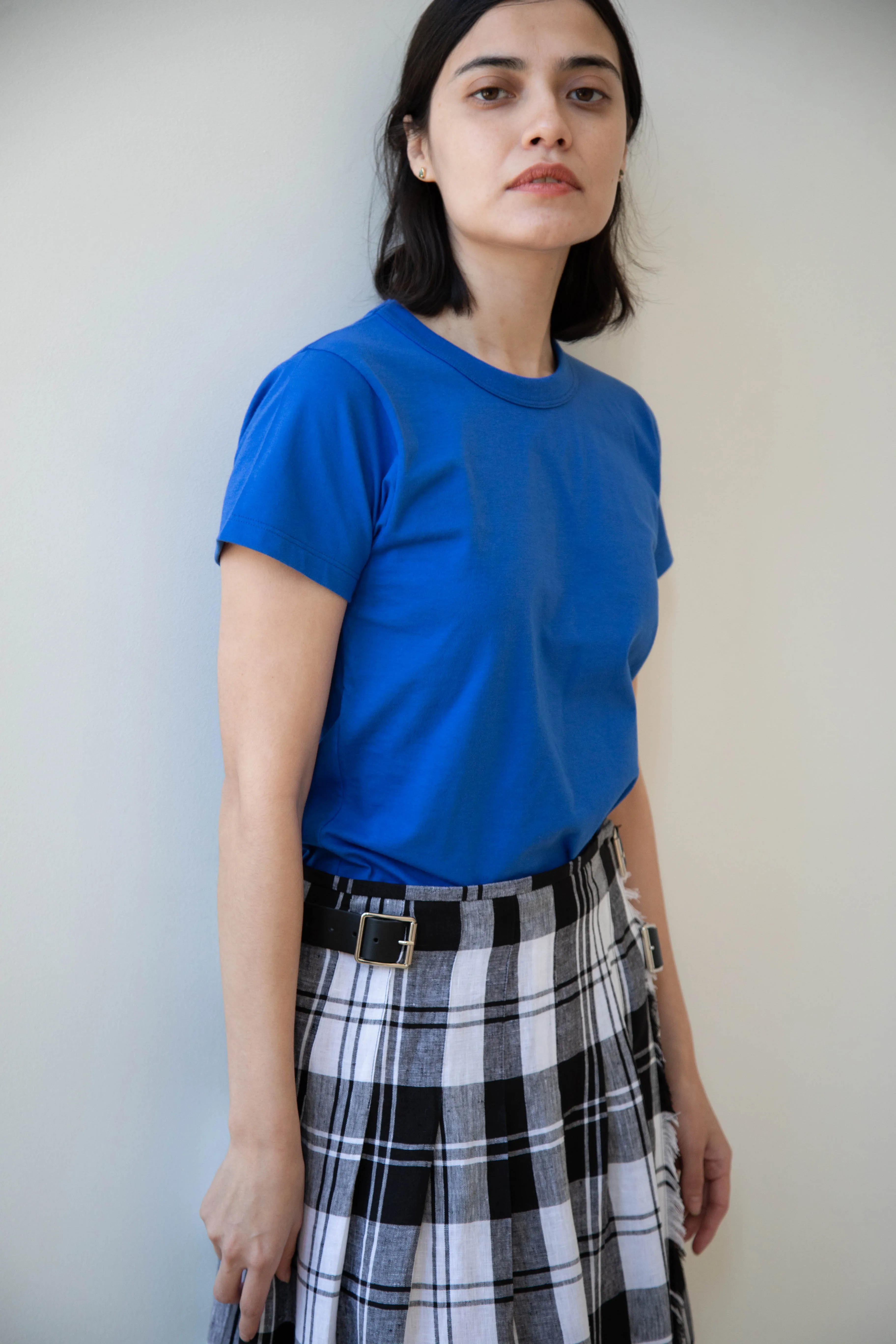 O'Neil of Dublin | Linen Pleated Skirt in Black Check