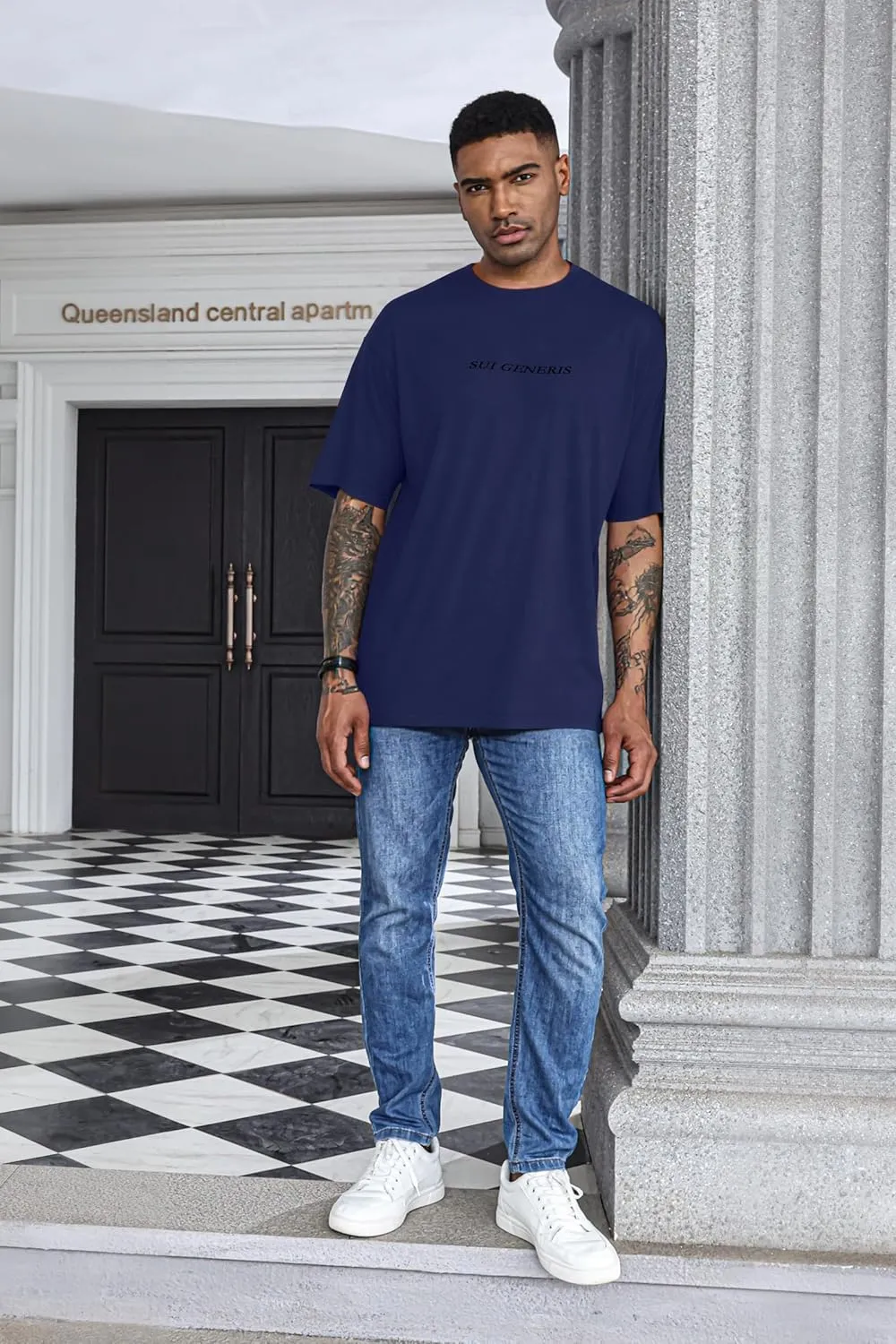 Opomelo Men's Fashion Athletic T-Shirt Oversized Workout Short Sleeve Shirt Casual Crew Neck Cotton Tee