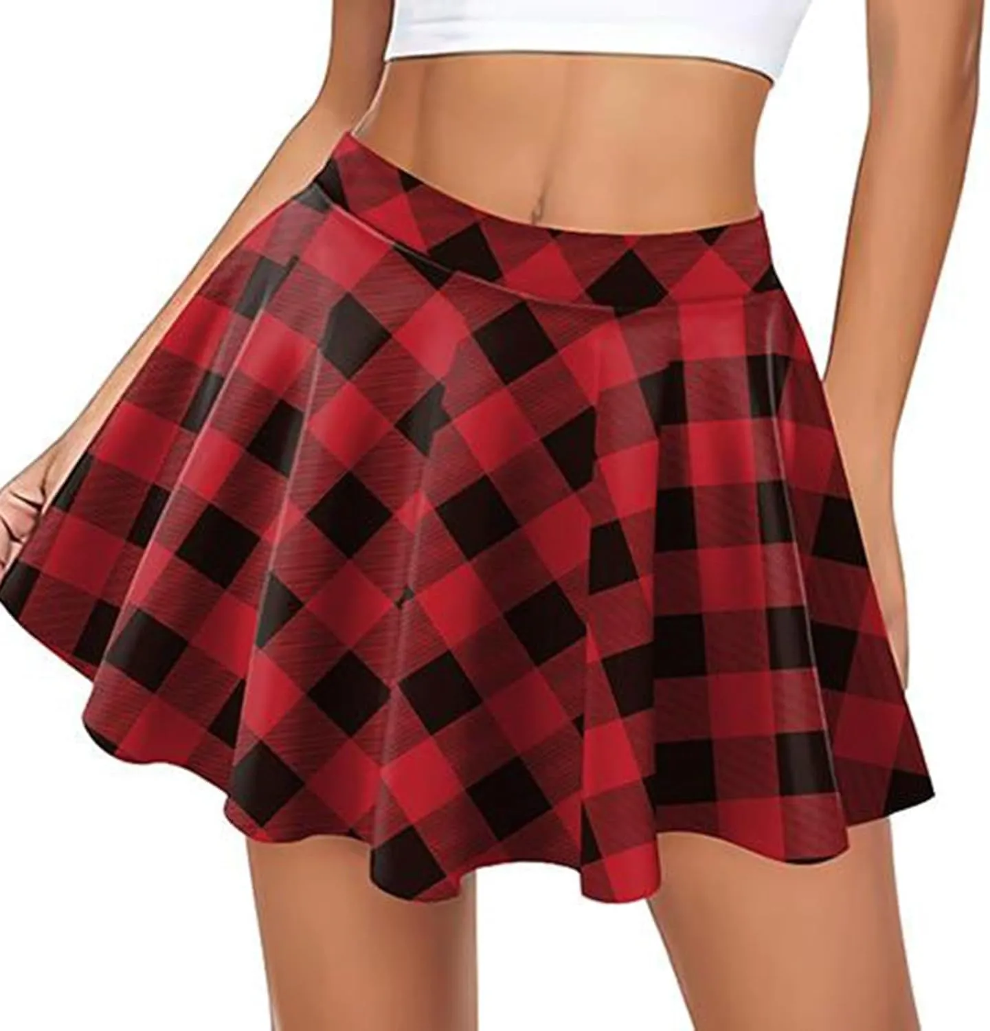 Pleated Mini Skirt for Women Plaid Printed Preppy Short Skirts High Waist A-Line Skater Skirt Fashion Summer Clothes
