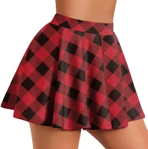 Pleated Mini Skirt for Women Plaid Printed Preppy Short Skirts High Waist A-Line Skater Skirt Fashion Summer Clothes