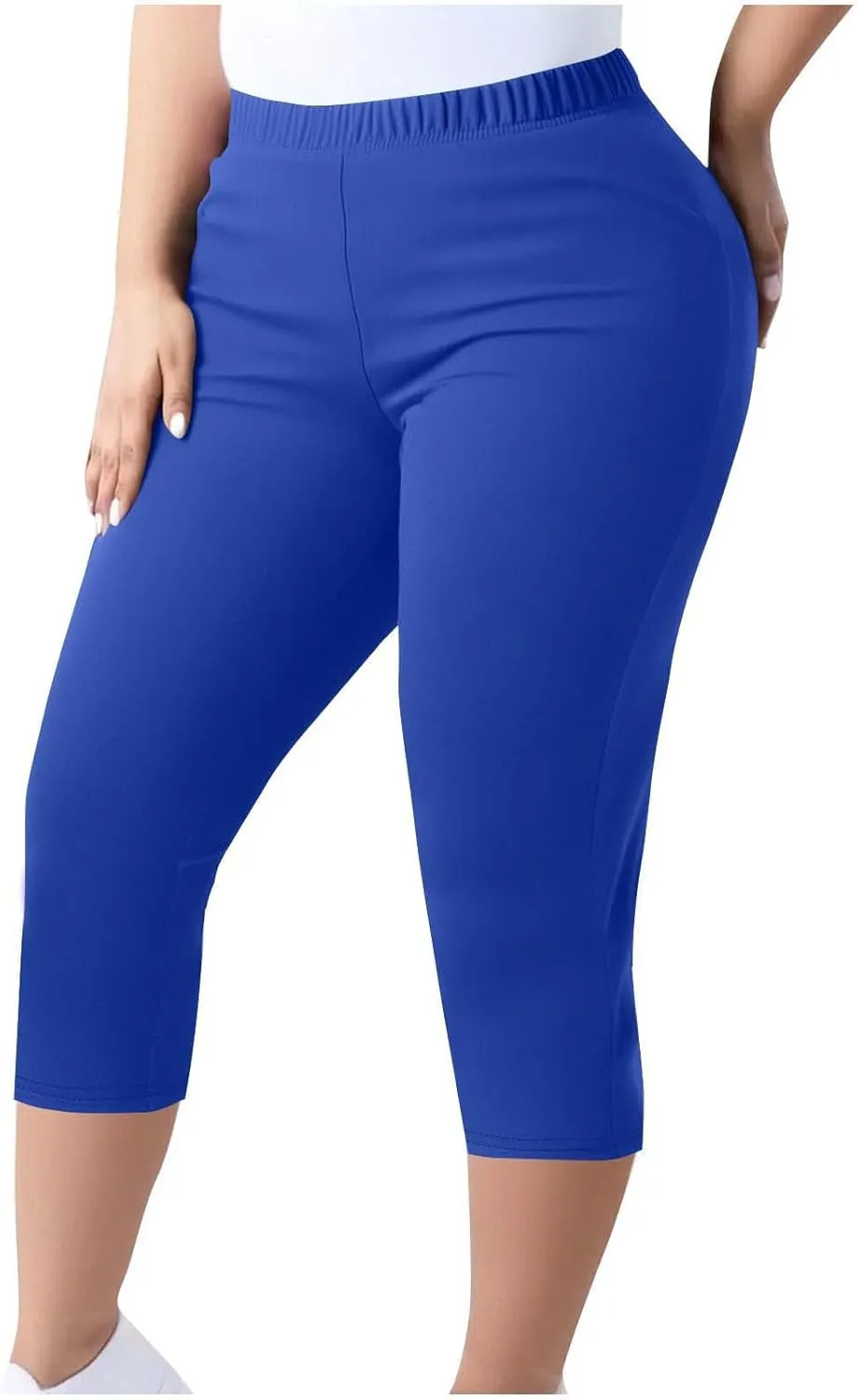 Plus Size Capri Leggings for Women High Waist Tummy Control Stretchy Workout Yoga Pants Casual Summer Capri Pants