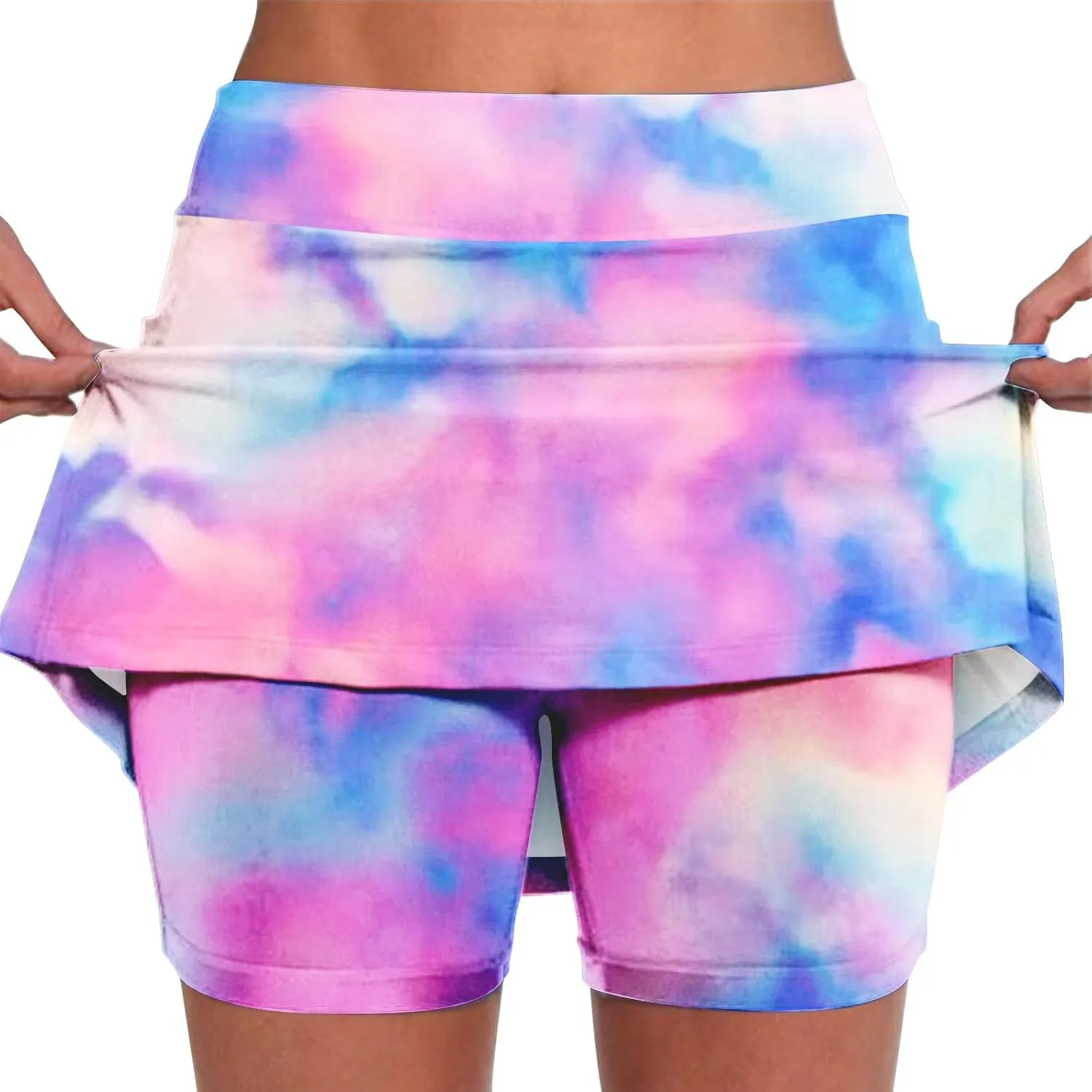 Plus Size Skorts for Curvy Women Summer Tummy Control Athletic Short High Waist Loose Casual Outfits with Pockets