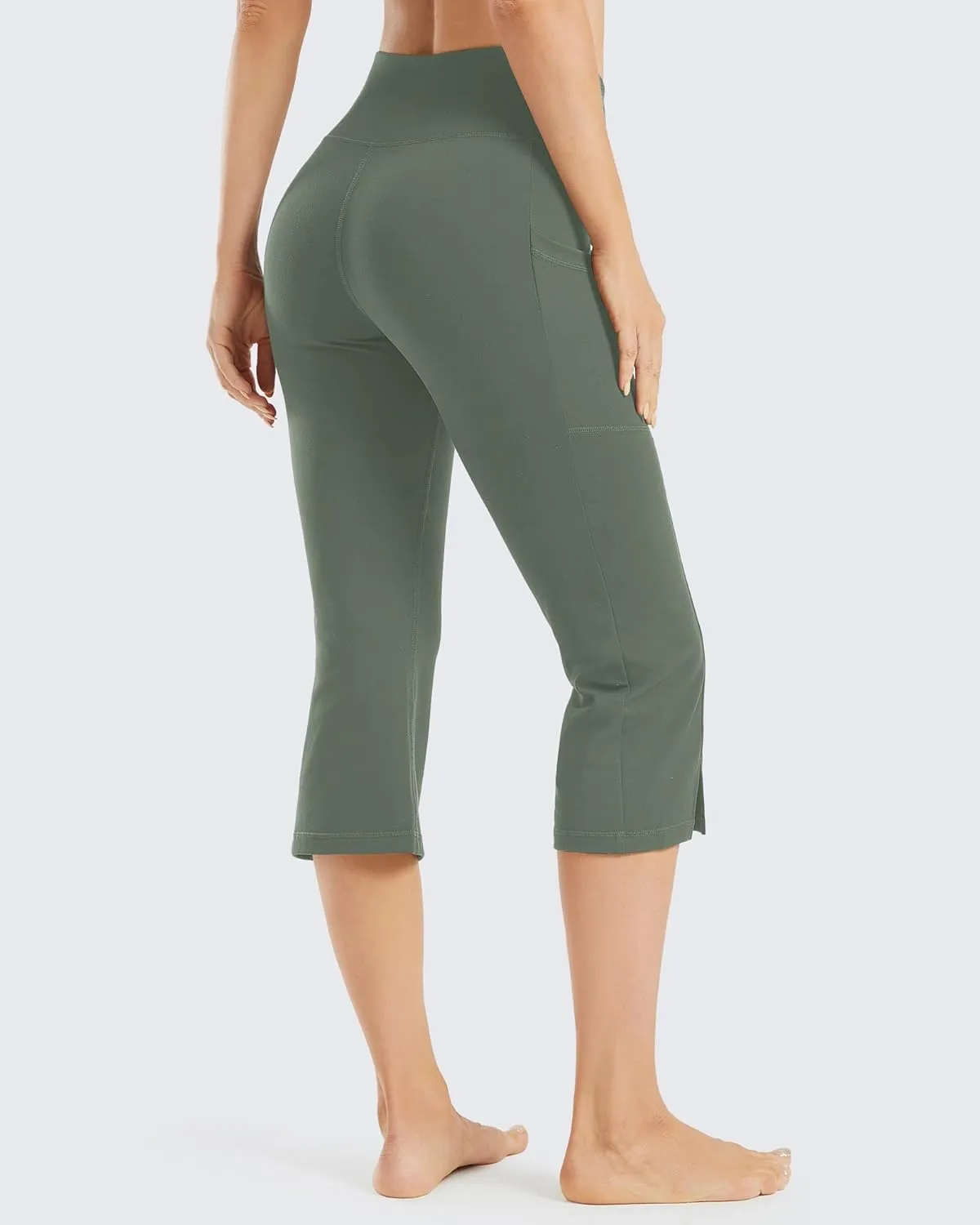 Promover Capri Pants for Women Bootcut Yoga Pants with Pockets High Waisted Flare Leggings Casual Work Pants