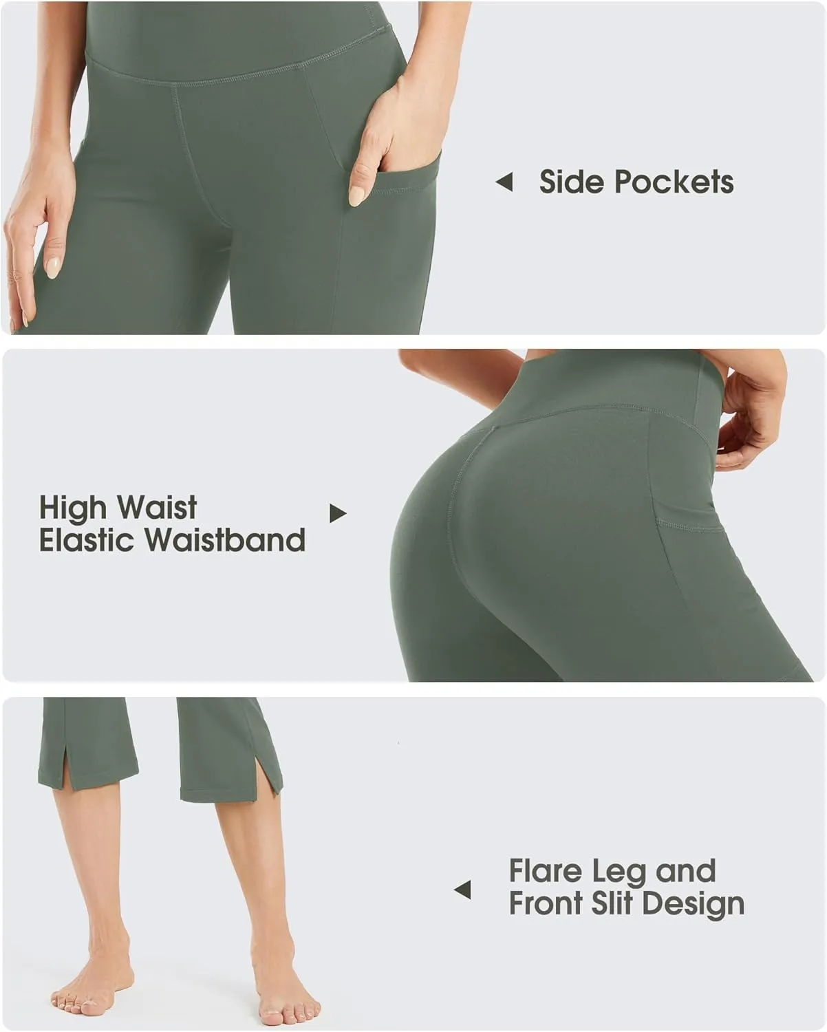 Promover Capri Pants for Women Bootcut Yoga Pants with Pockets High Waisted Flare Leggings Casual Work Pants