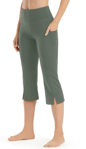 Promover Capri Pants for Women Bootcut Yoga Pants with Pockets High Waisted Flare Leggings Casual Work Pants