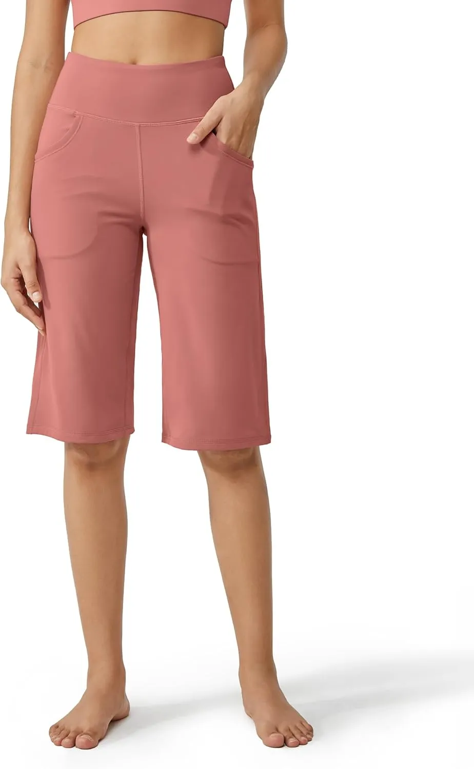 Promover Capri Pants for Women Wide Leg Yoga Cropped Pants with Pockets Loose Casual Summer Pants