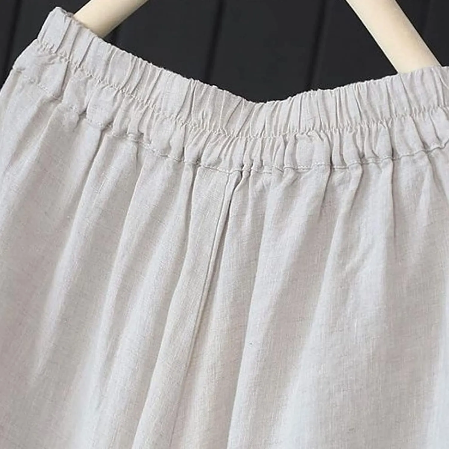 PTOLOCIF Cotton Linen Pants for Women Baggy Wide Leg Trousers Casual Patchwark Elastic Waist Harem Linen Pants with Pcokets