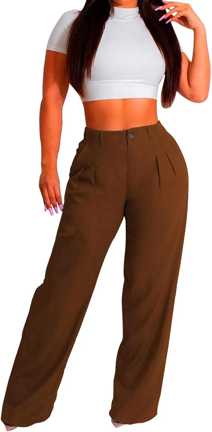PTOLOCIF Womens Casual Cotton Linen Pants Wide Leg Casual Palazzo Pants Cotton Linen Lounge Beach Summer Pant with Pockets