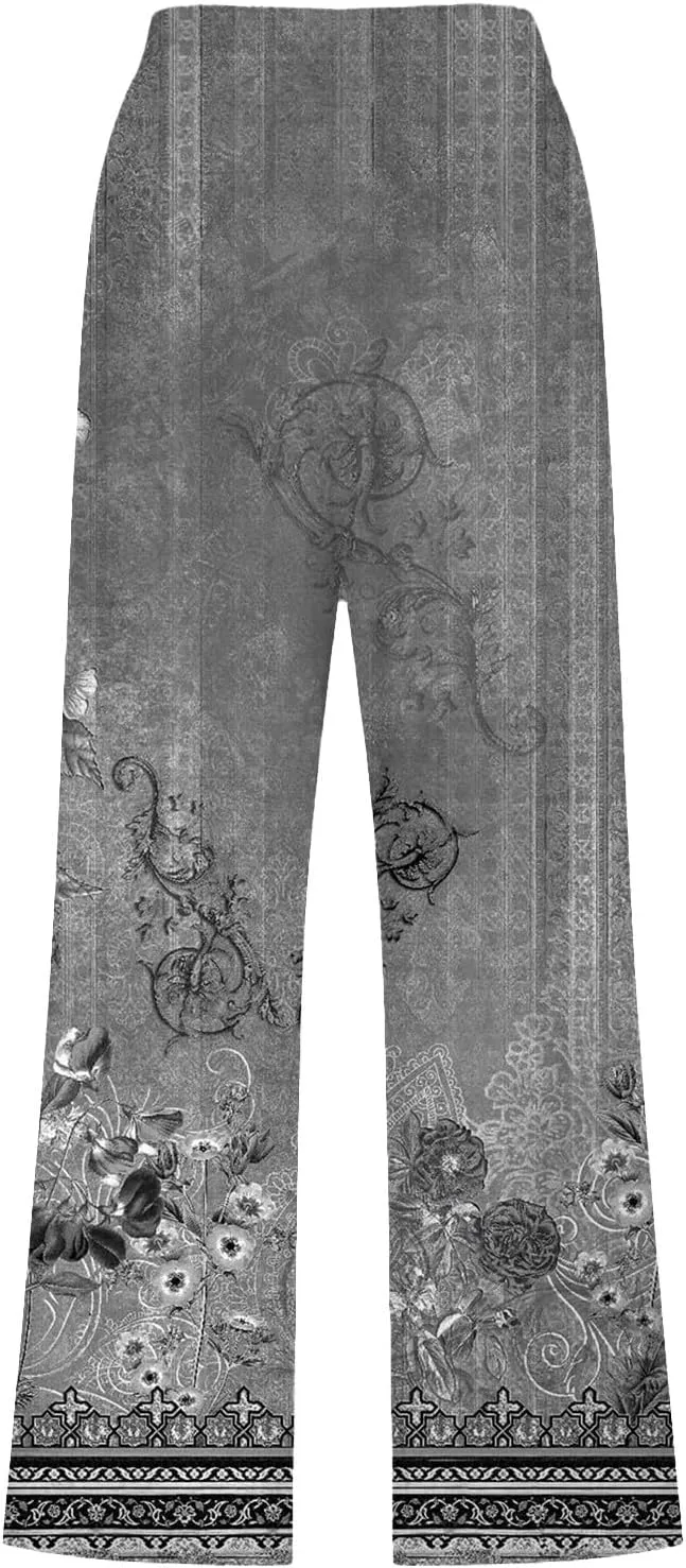 PTOLOCIF Women's Cotton Linen Pants High Waisted Long Palazzo Pants Wide Leg Cotton Linen Lounge Pant Trousers with Pockets