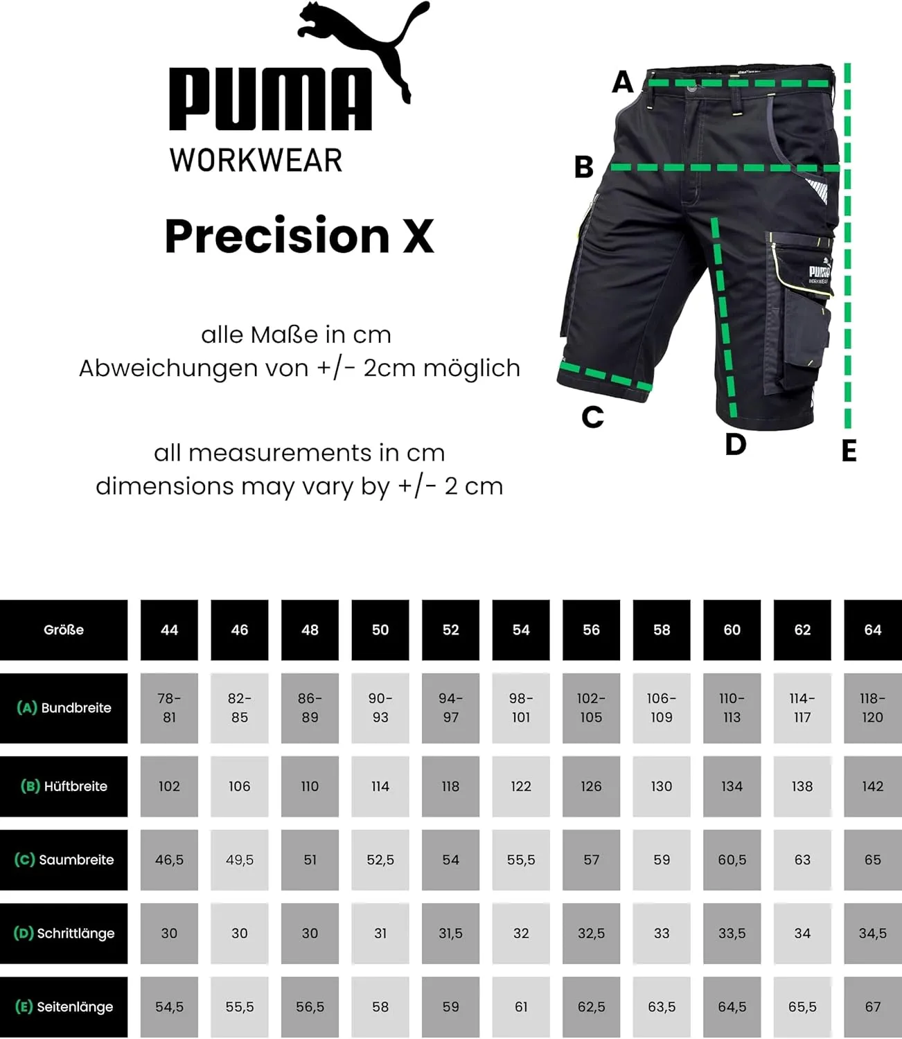 PUMA Workwear Shorts Men - Precision X - Outdoor Multi-Pocket Cargo Shorts - Lightweight, Durable and Reinforced Mens Shorts