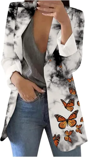 Pumpkin Fancy Polyester Blazer Women Loungewear Long Sleeves Blazers Comfortable Slimming Oversized Lapel