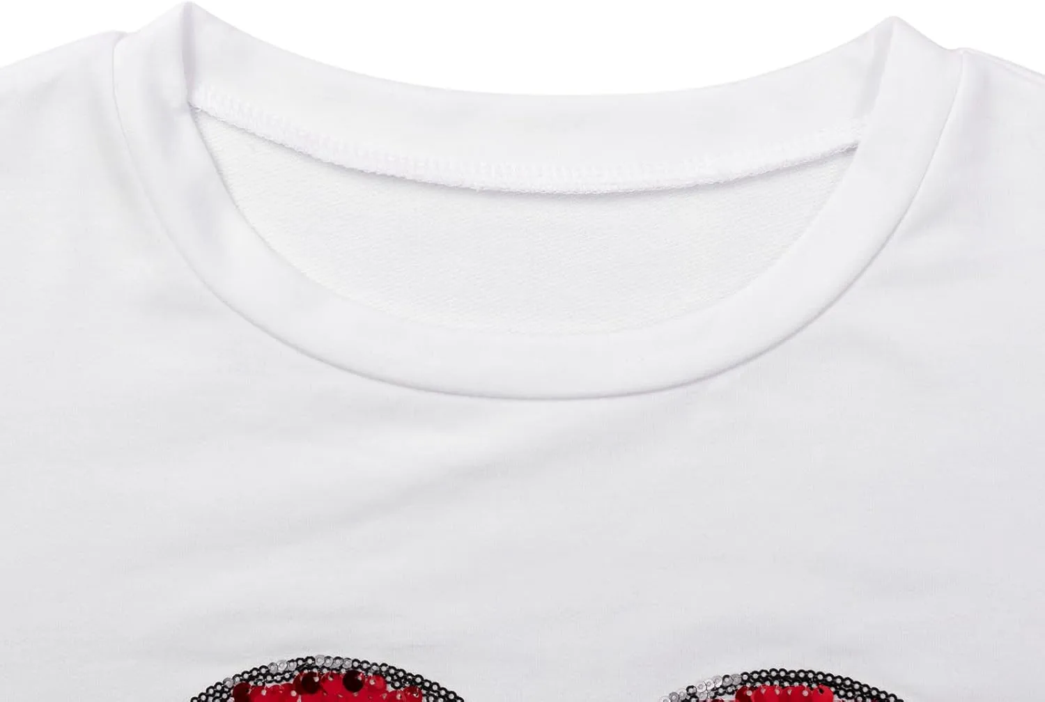 Qbily Women's Sequins Heart Sweatshirt Casual Casual Long Sleeve Crew Round Valentines Day Pullover Tops