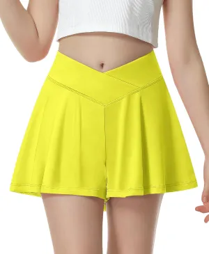 QooNoo Girls Athletic Shorts Flowy Running Shorts with Pockets V Crossover 2 in 1 Girls Tennis Shorts Butterfly Skorts