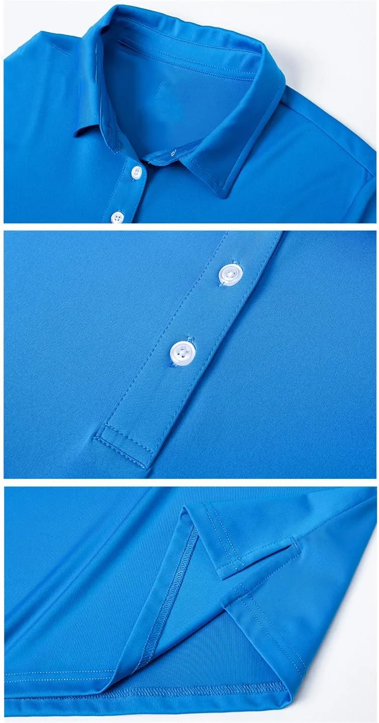 Quick Dry Summer Golf Polo Shirts Womens Long Sleeve Button Down Polo Shirts Hiking Trainning Tshirts